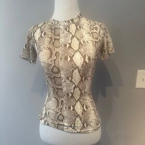 Naked Wardrobe animal print short sleeve shirt size small